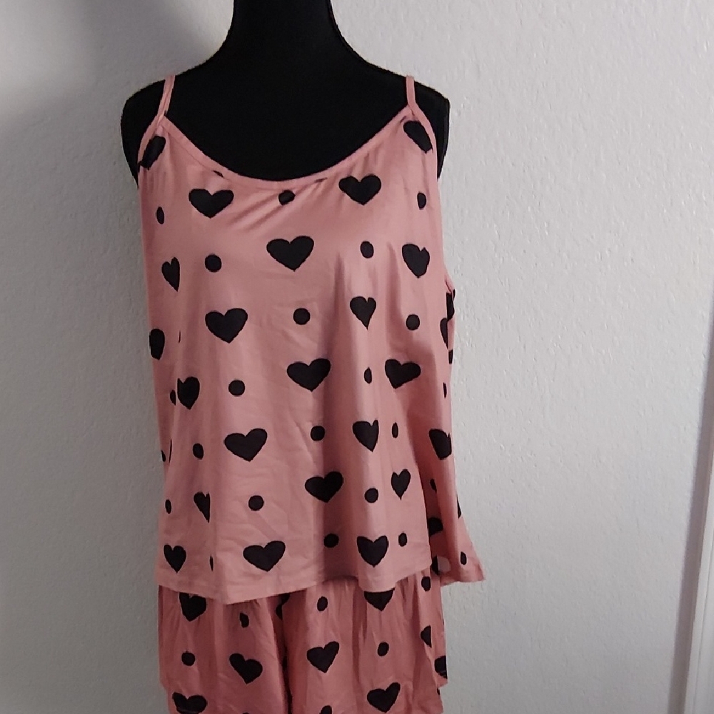 Charming Heart Print Sleepwear Set